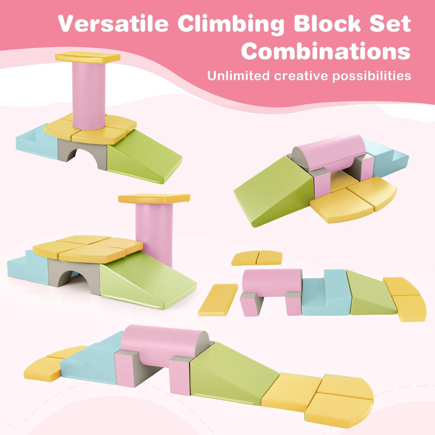 10-Piece Foam Climbing Toys for Toddlers Soft Foam PU Leather Building Blocks