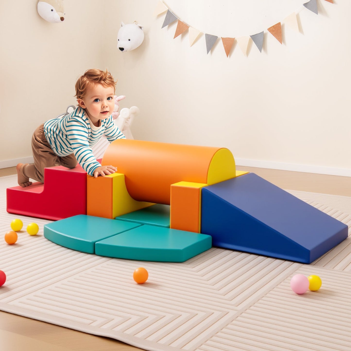 10-Piece Foam Climbing Toys for Toddlers Soft Foam PU Leather Building Blocks