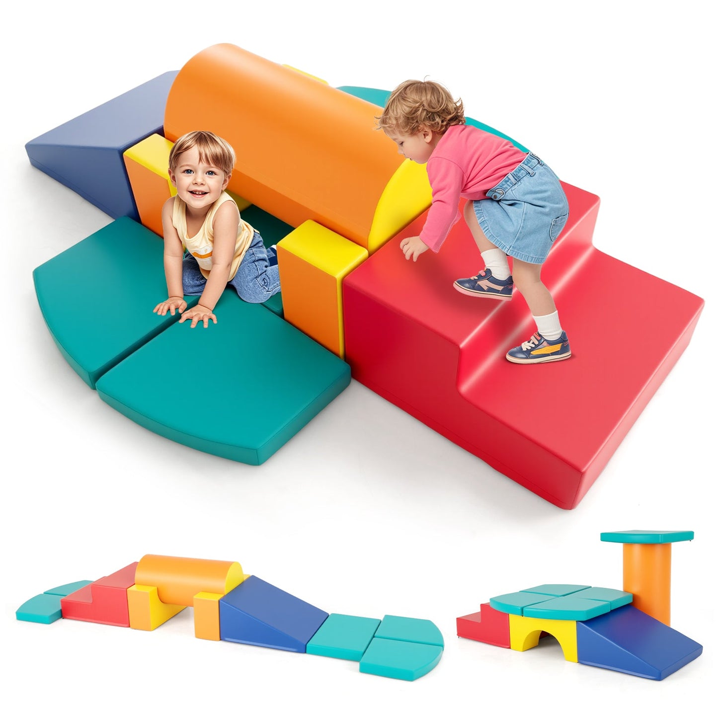 10-Piece Foam Climbing Toys for Toddlers Soft Foam PU Leather Building Blocks
