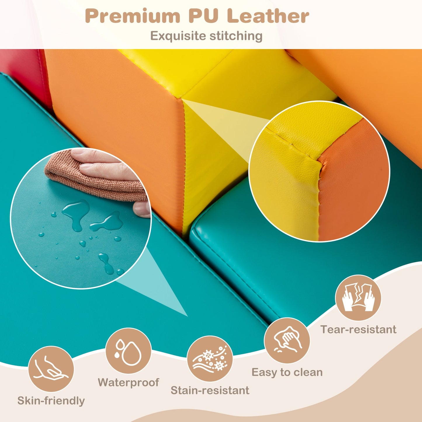10-Piece Foam Climbing Toys for Toddlers Soft Foam PU Leather Building Blocks