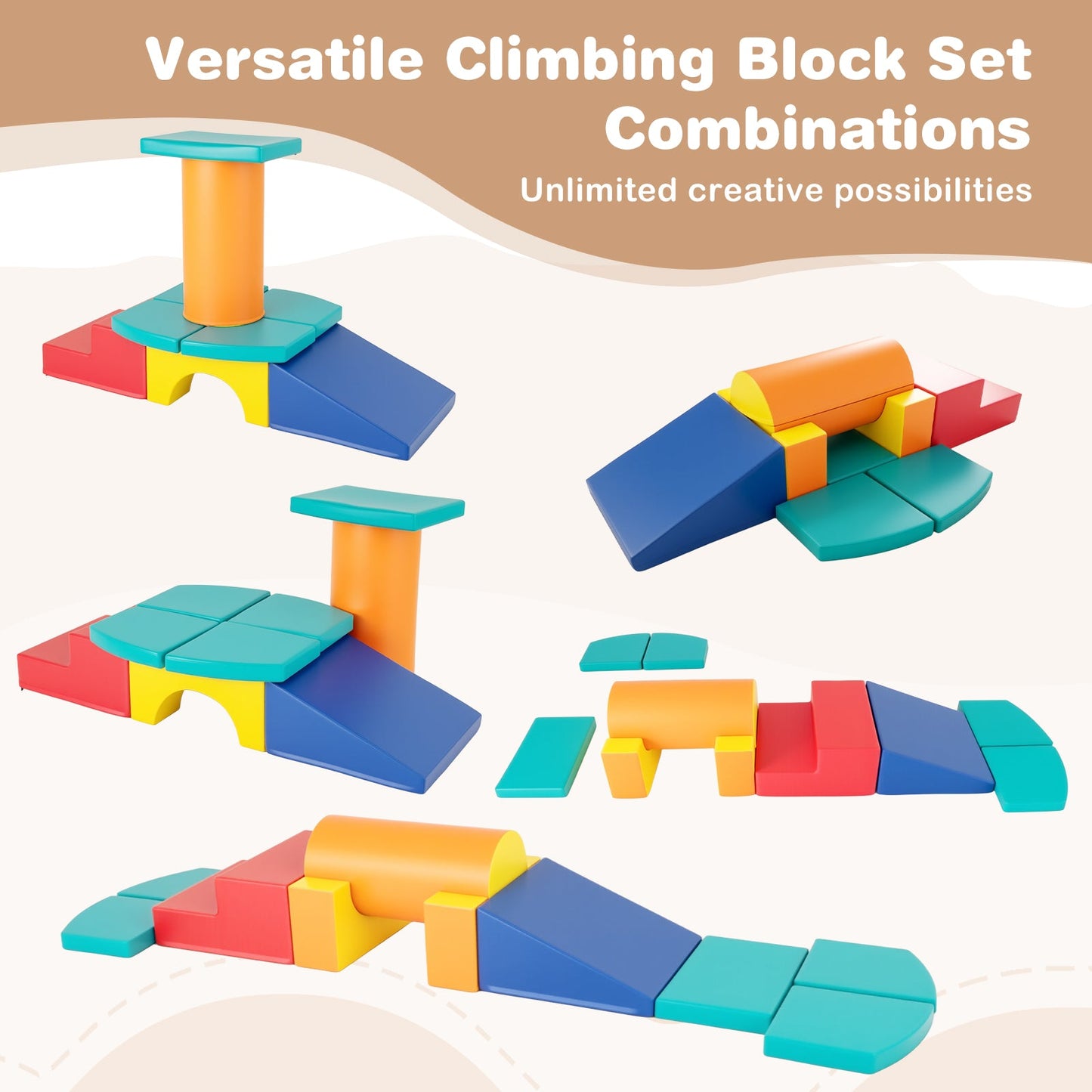 10-Piece Foam Climbing Toys for Toddlers Soft Foam PU Leather Building Blocks