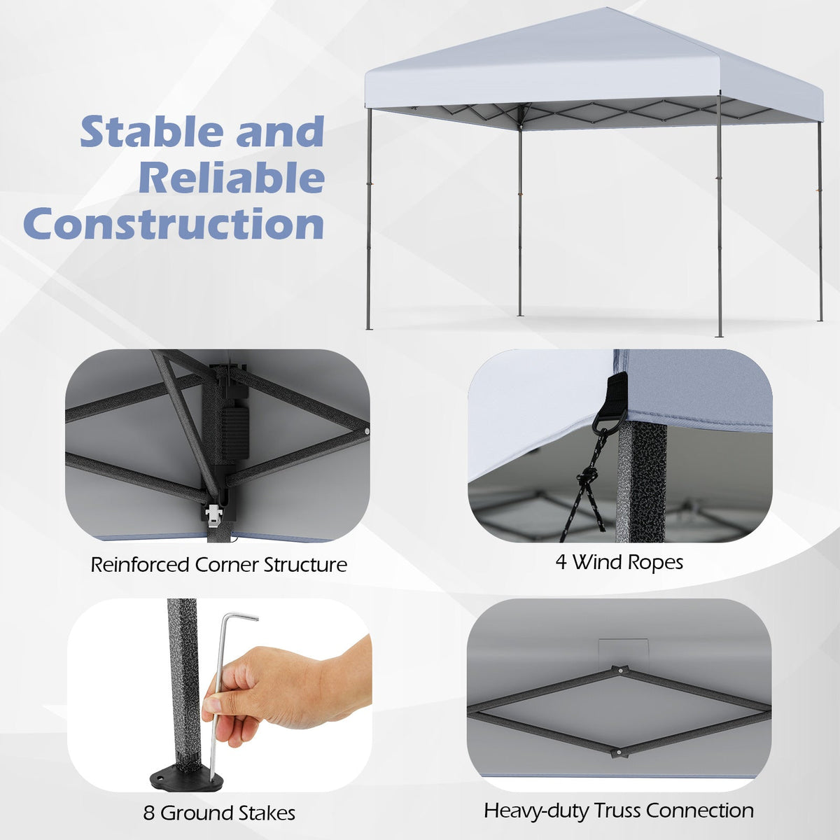 10 X 10 Feet Pop up Canopy Tent with Portable Carrying Bag and 8 Stakes
