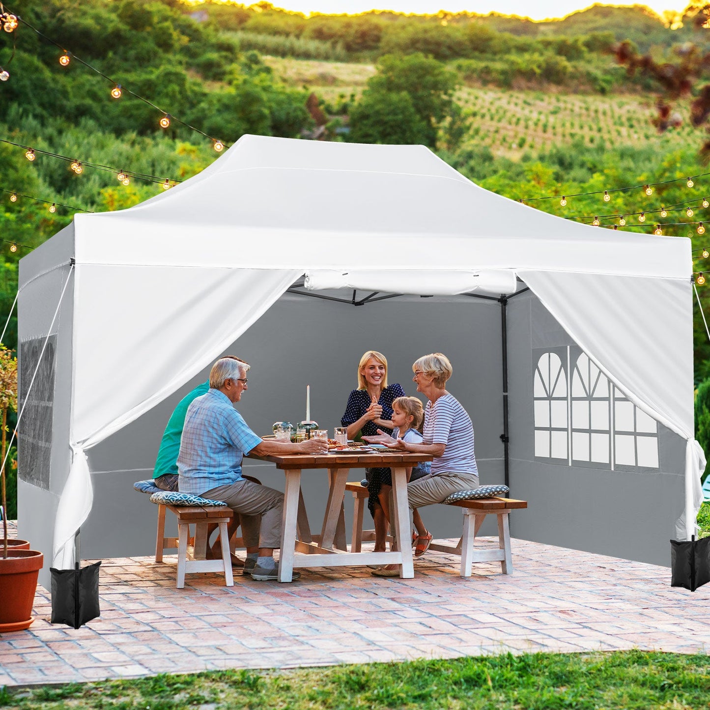 10 X 14 FT Pop up Canopy Tent Outdoor Patio Commercial Sunshade Shelter-White