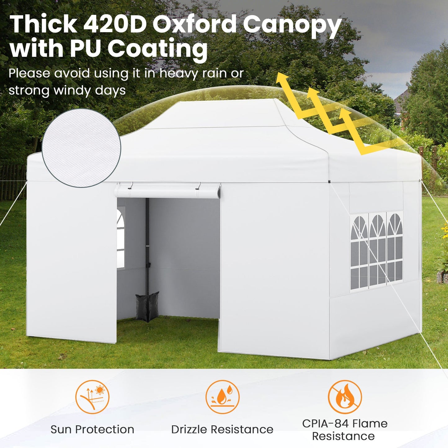 10 X 14 FT Pop up Canopy Tent Outdoor Patio Commercial Sunshade Shelter-White