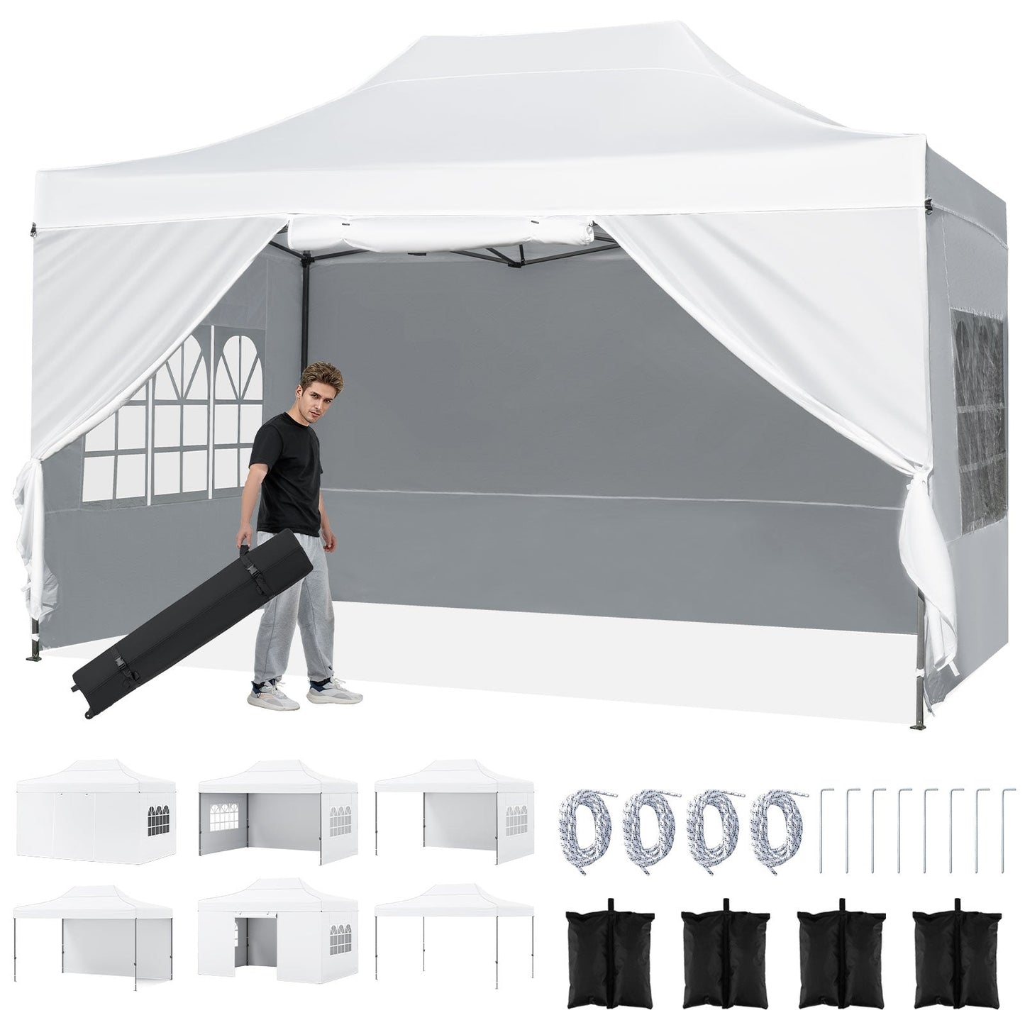 10 X 14 FT Pop up Canopy Tent Outdoor Patio Commercial Sunshade Shelter-White
