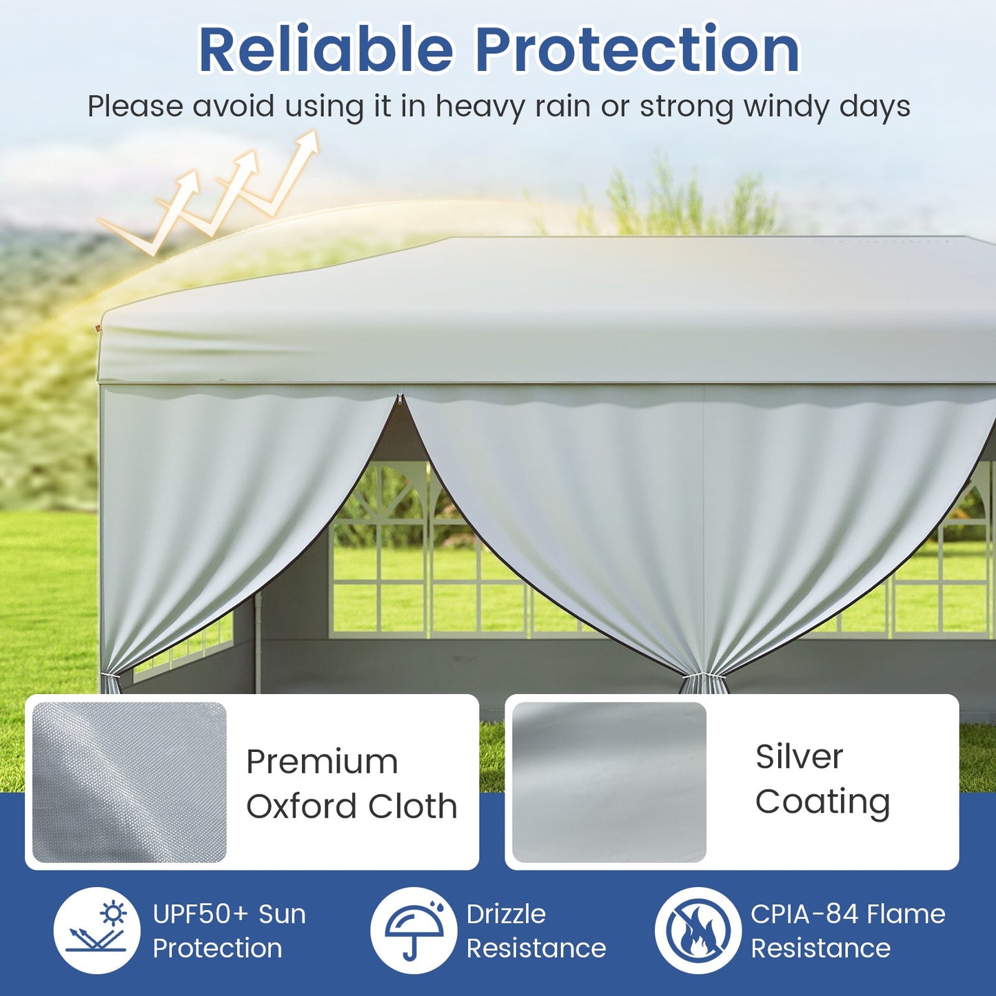 10 X 20 Feet Pop up Canopy Tent Instant Setup with 6 Sidewalls