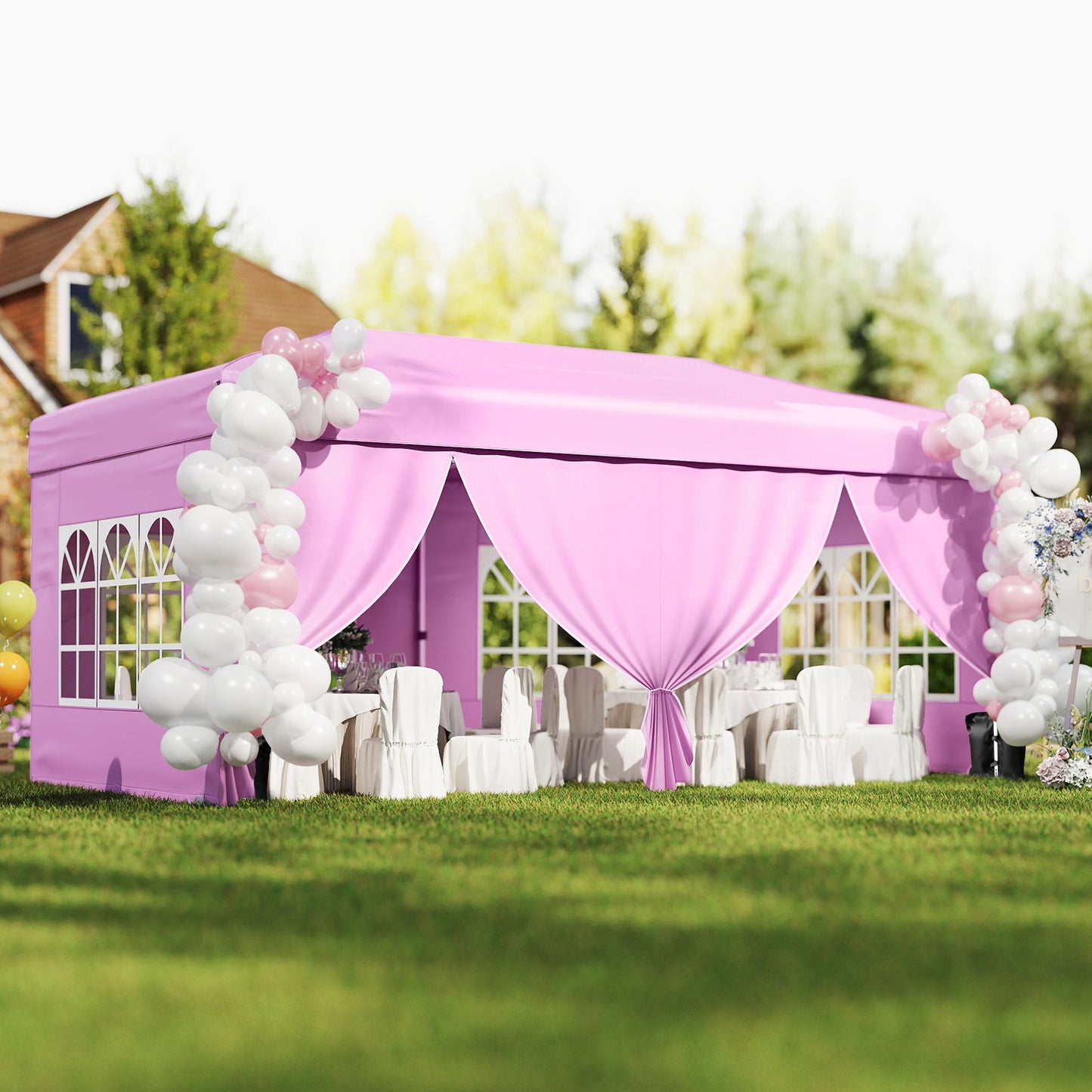 10 X 20 Feet Pop up Canopy Tent Instant Setup with 6 Sidewalls