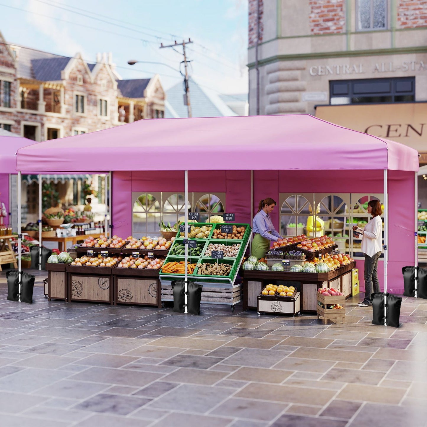10 X 20 Feet Pop up Canopy Tent Instant Setup with 6 Sidewalls
