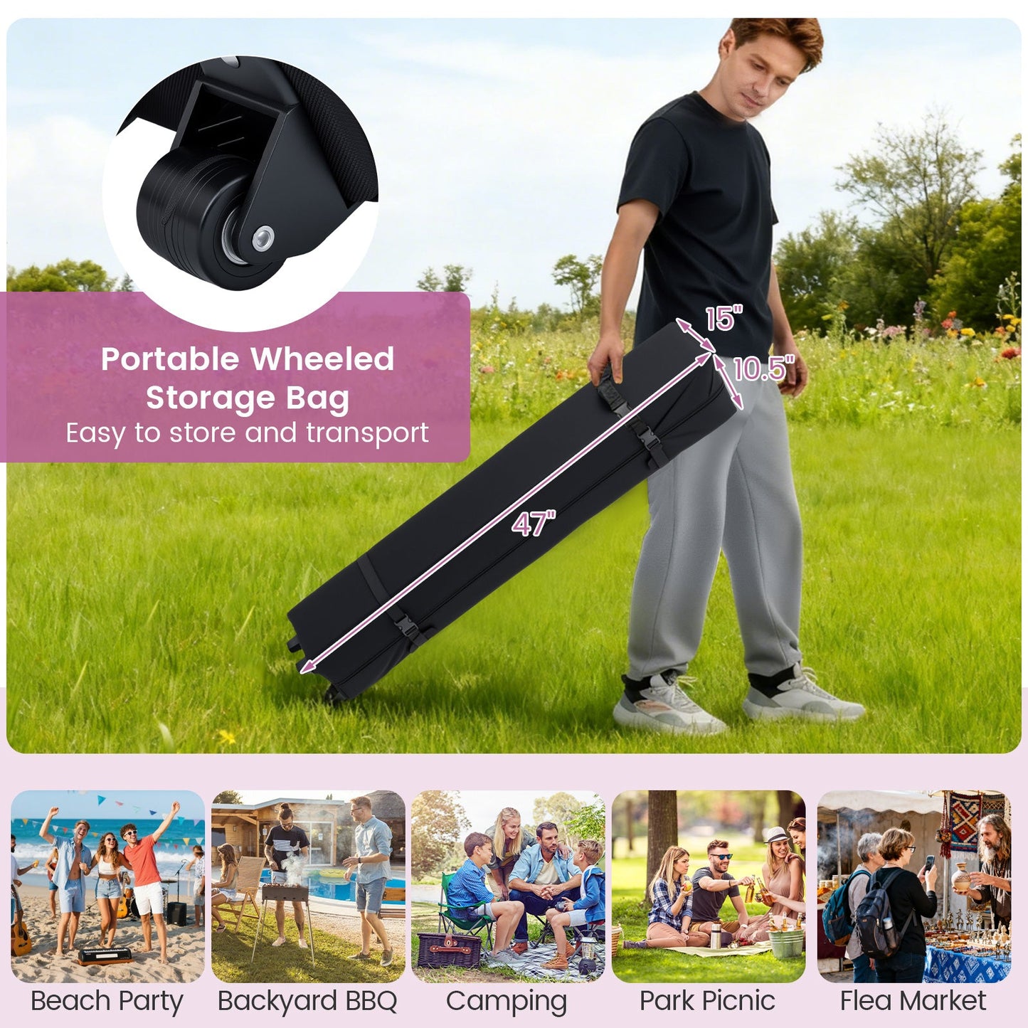 10 X 20 Feet Pop up Canopy Tent Instant Setup with 6 Sidewalls