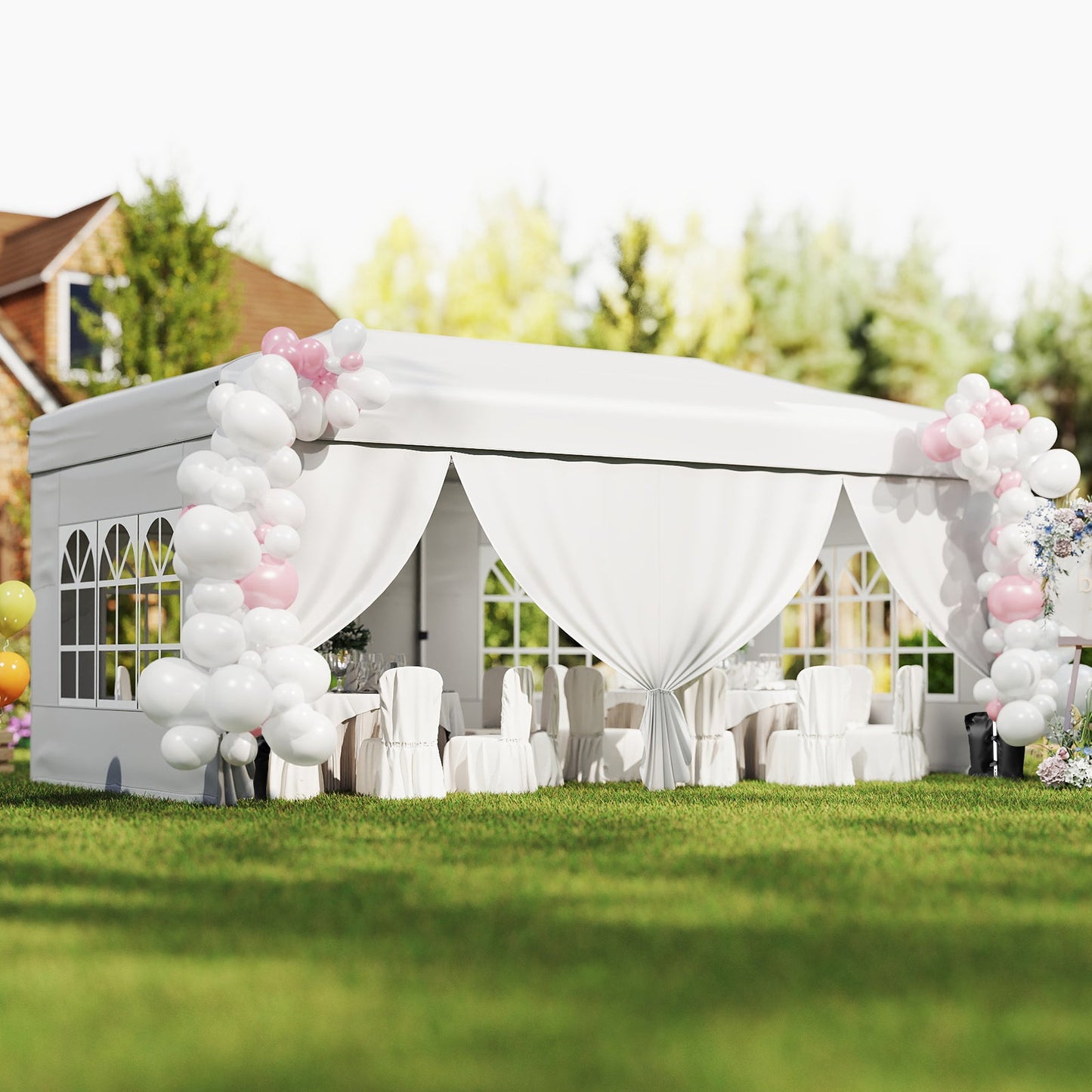 10 X 20 Feet Pop up Canopy Tent Instant Setup with 6 Sidewalls