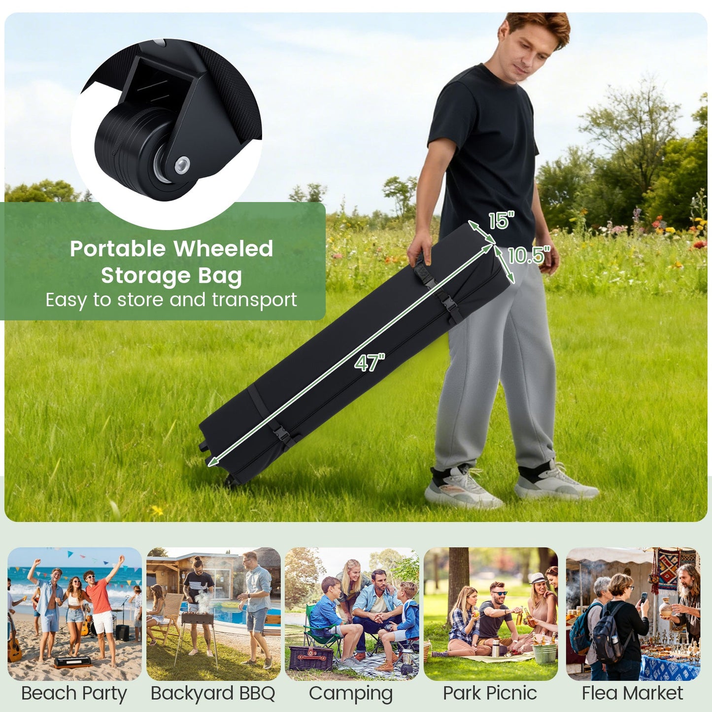 10 X 20 Feet Pop up Canopy Tent Instant Setup with 6 Sidewalls
