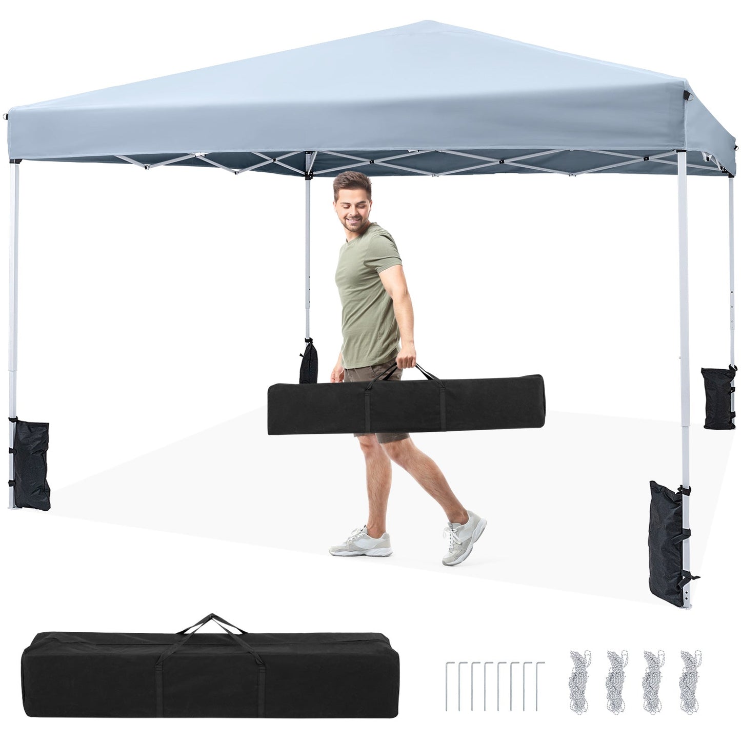 10 x 10 Feet Pop up Canopy Tent with Carrying Bag and 4 Sandbags
