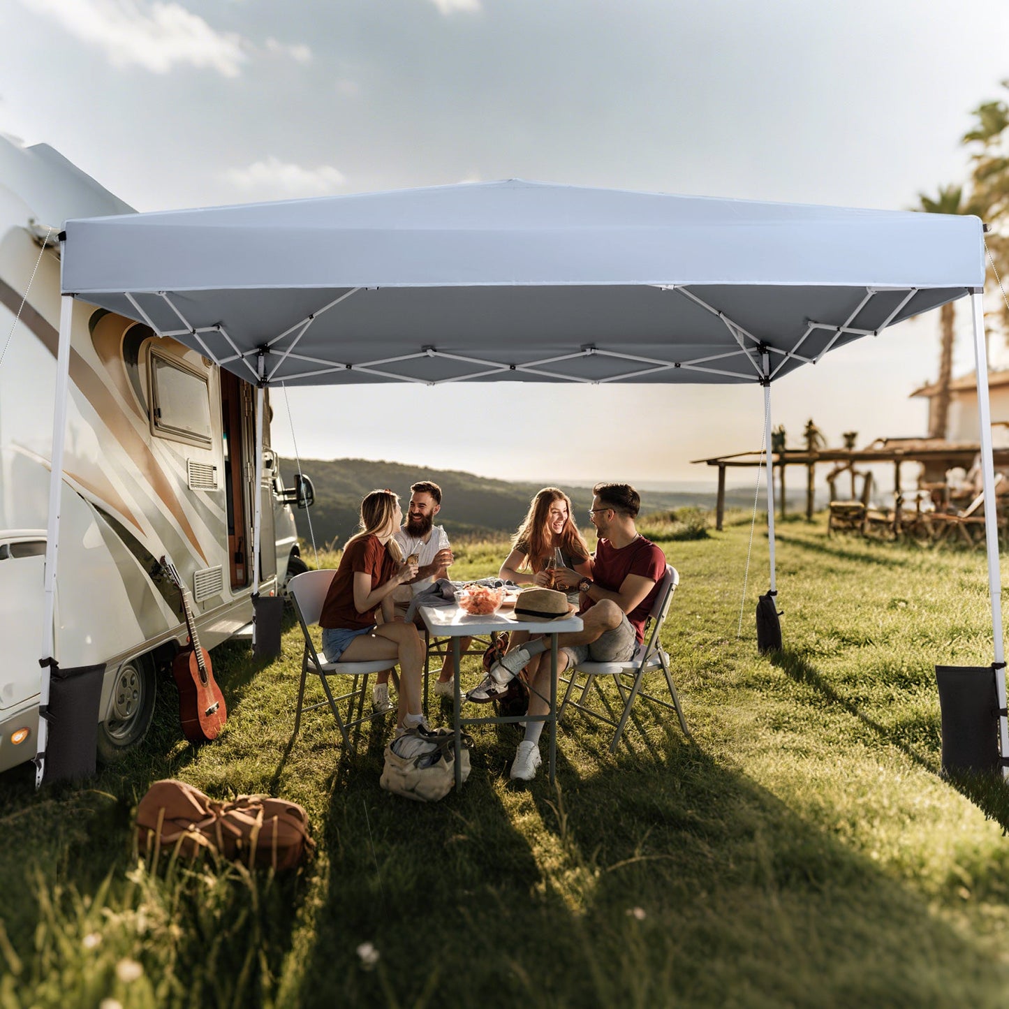 10 x 10 Feet Pop up Canopy Tent with Carrying Bag and 4 Sandbags