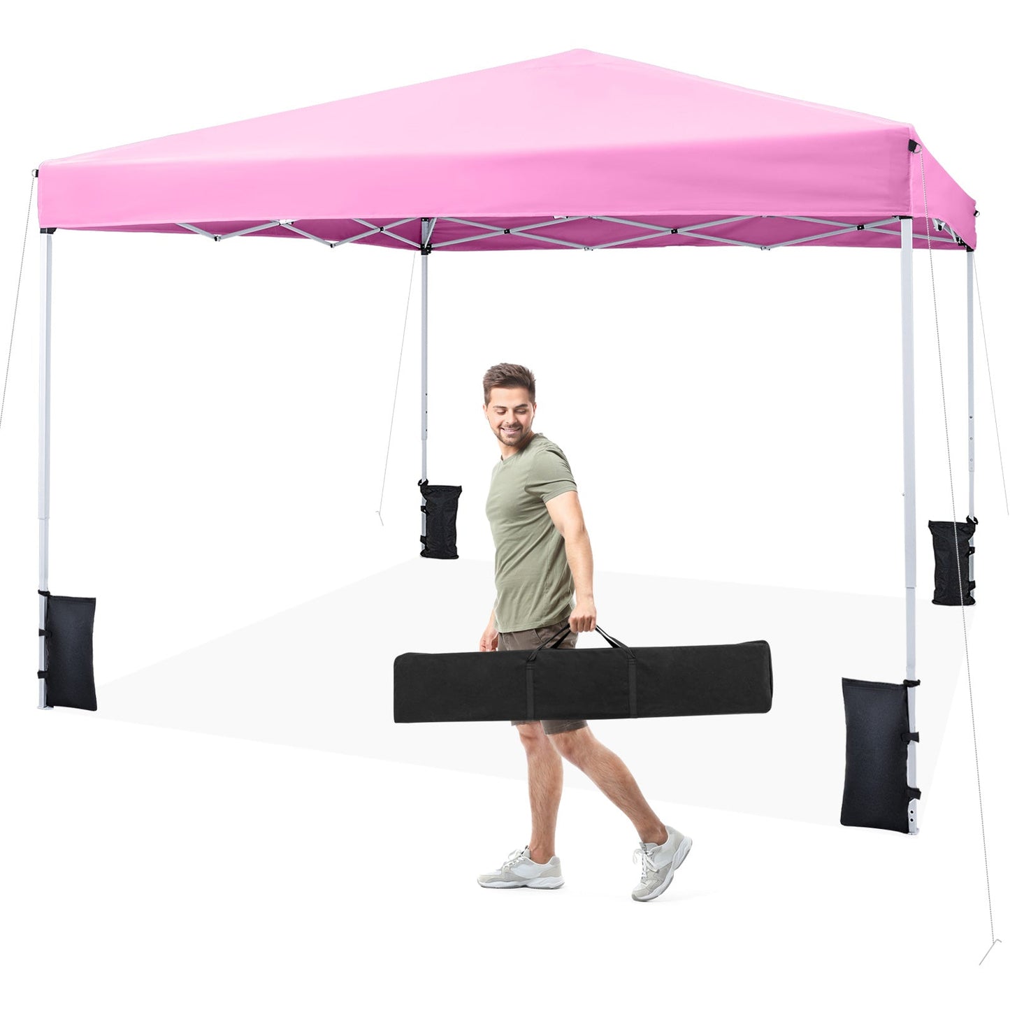 10 x 10 Feet Pop up Canopy Tent with Carrying Bag and 4 Sandbags