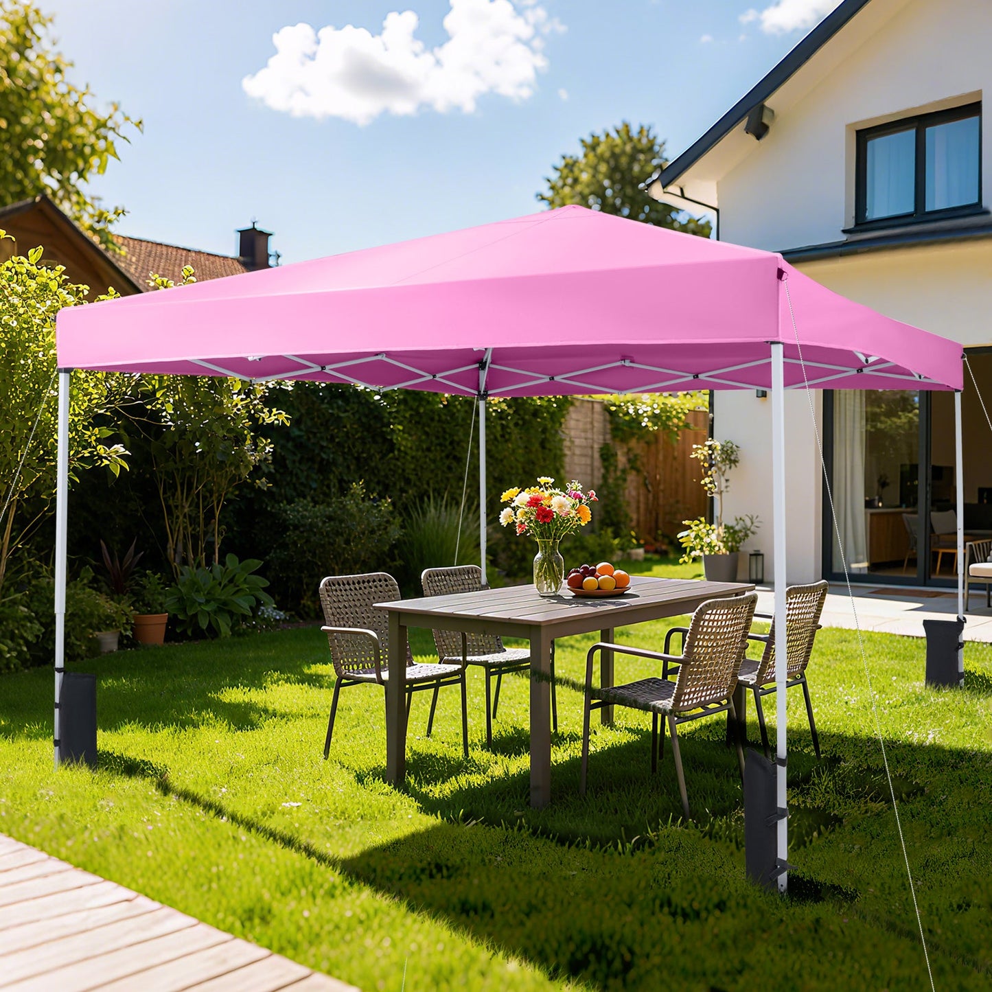 10 x 10 Feet Pop up Canopy Tent with Carrying Bag and 4 Sandbags