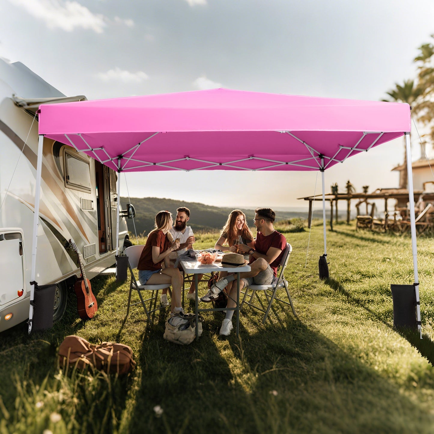 10 x 10 Feet Pop up Canopy Tent with Carrying Bag and 4 Sandbags