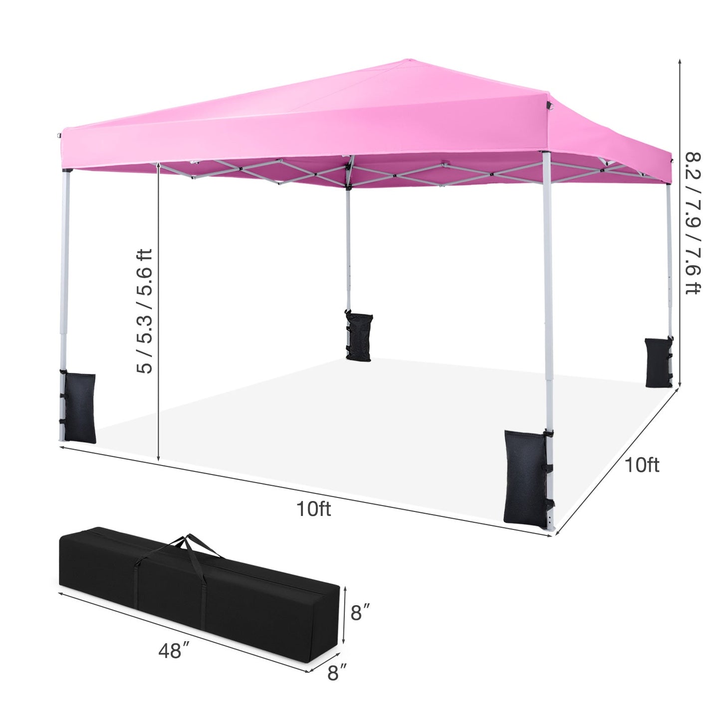 10 x 10 Feet Pop up Canopy Tent with Carrying Bag and 4 Sandbags