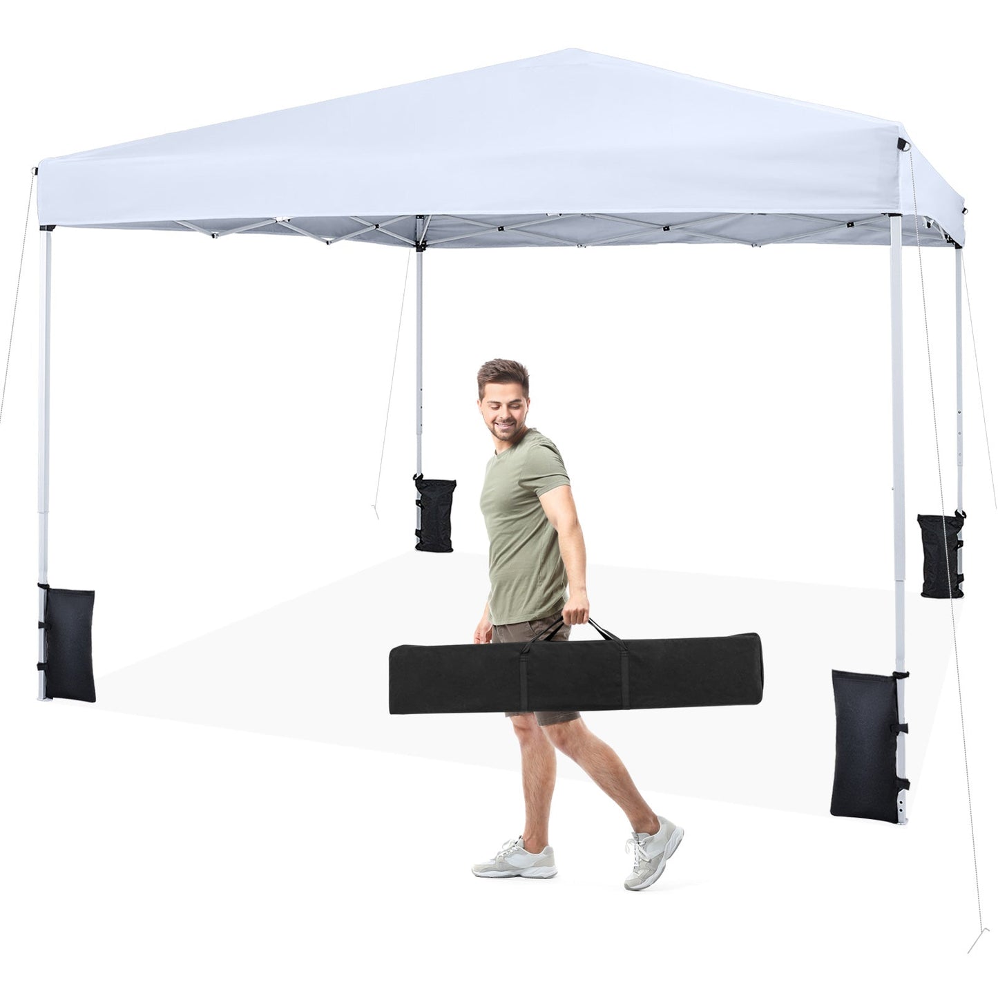 10 x 10 Feet Pop up Canopy Tent with Carrying Bag and 4 Sandbags