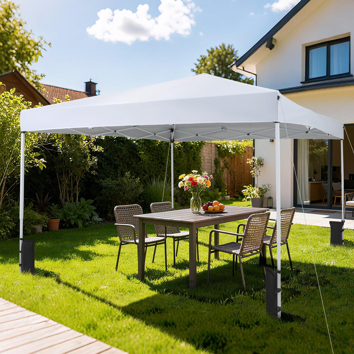 10 x 10 Feet Pop up Canopy Tent with Carrying Bag and 4 Sandbags