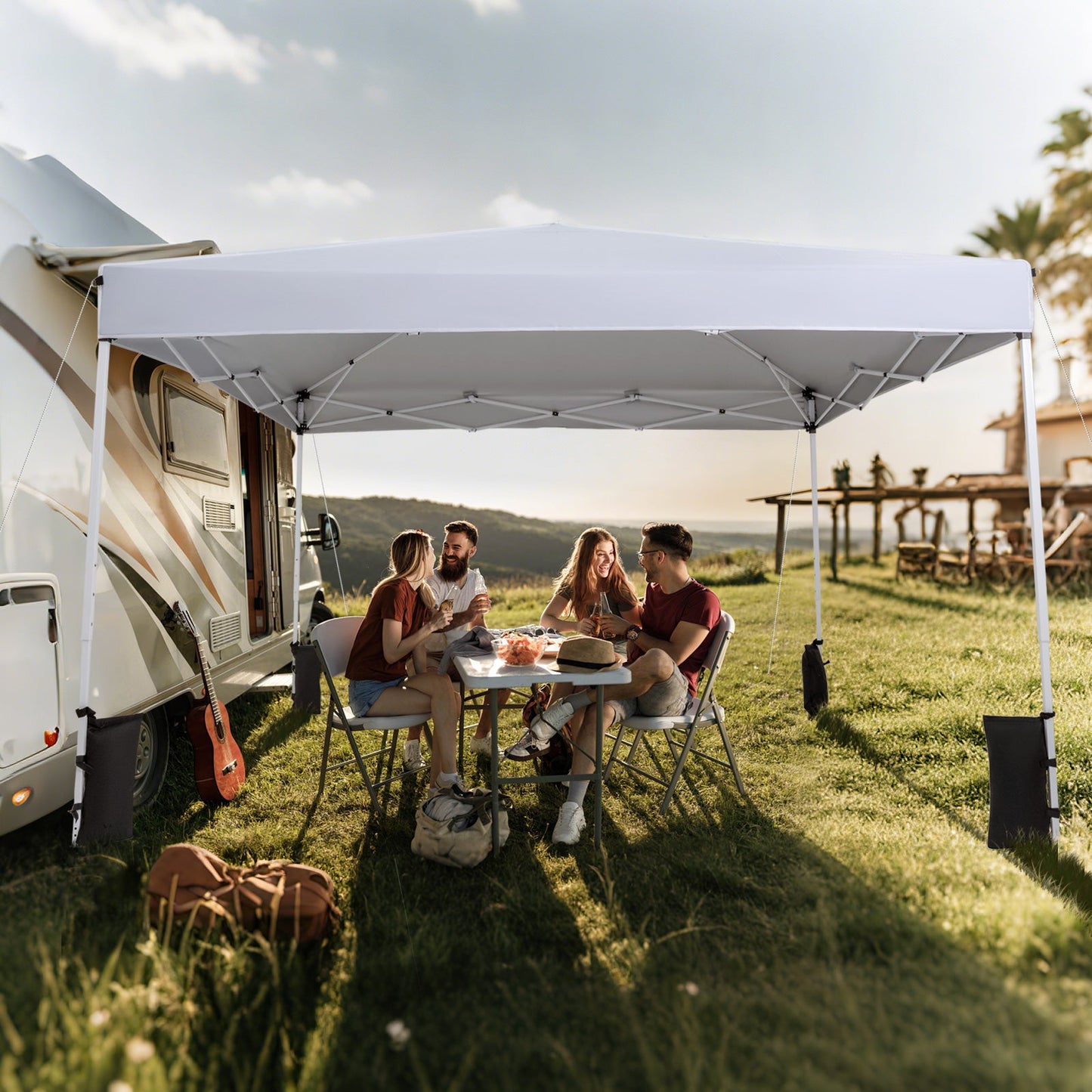 10 x 10 Feet Pop up Canopy Tent with Carrying Bag and 4 Sandbags