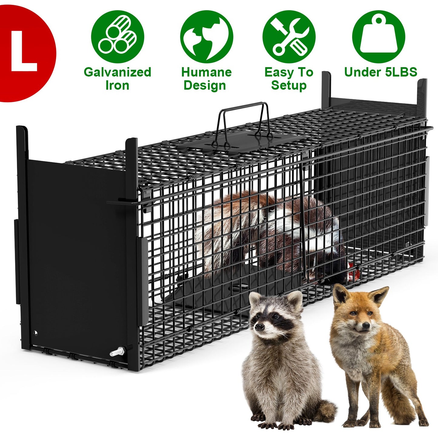 40in Humane Live Animal Trap Cage for Raccoons & Opossums