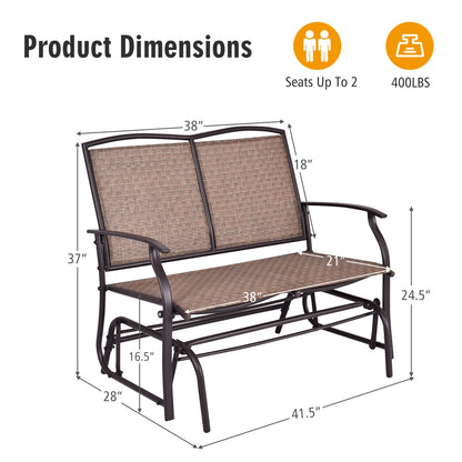 Outdoor Rocking Loveseat for Two - Steel Frame Patio Chair