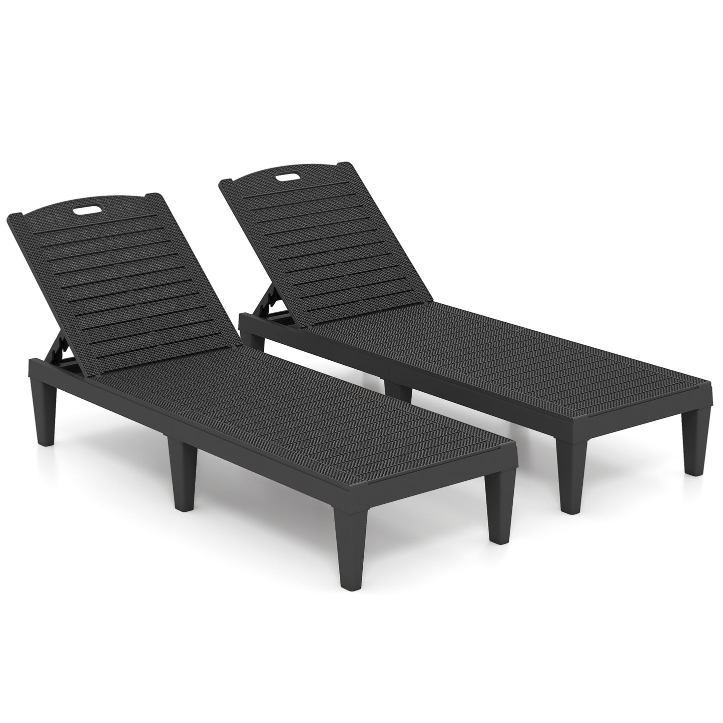 Adjustable Outdoor Chaise Lounge Chairs Set of 2 - 350 lbs