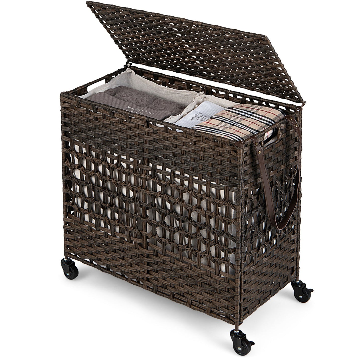 2-Section Laundry Hamper with Removable Bags, 110L
