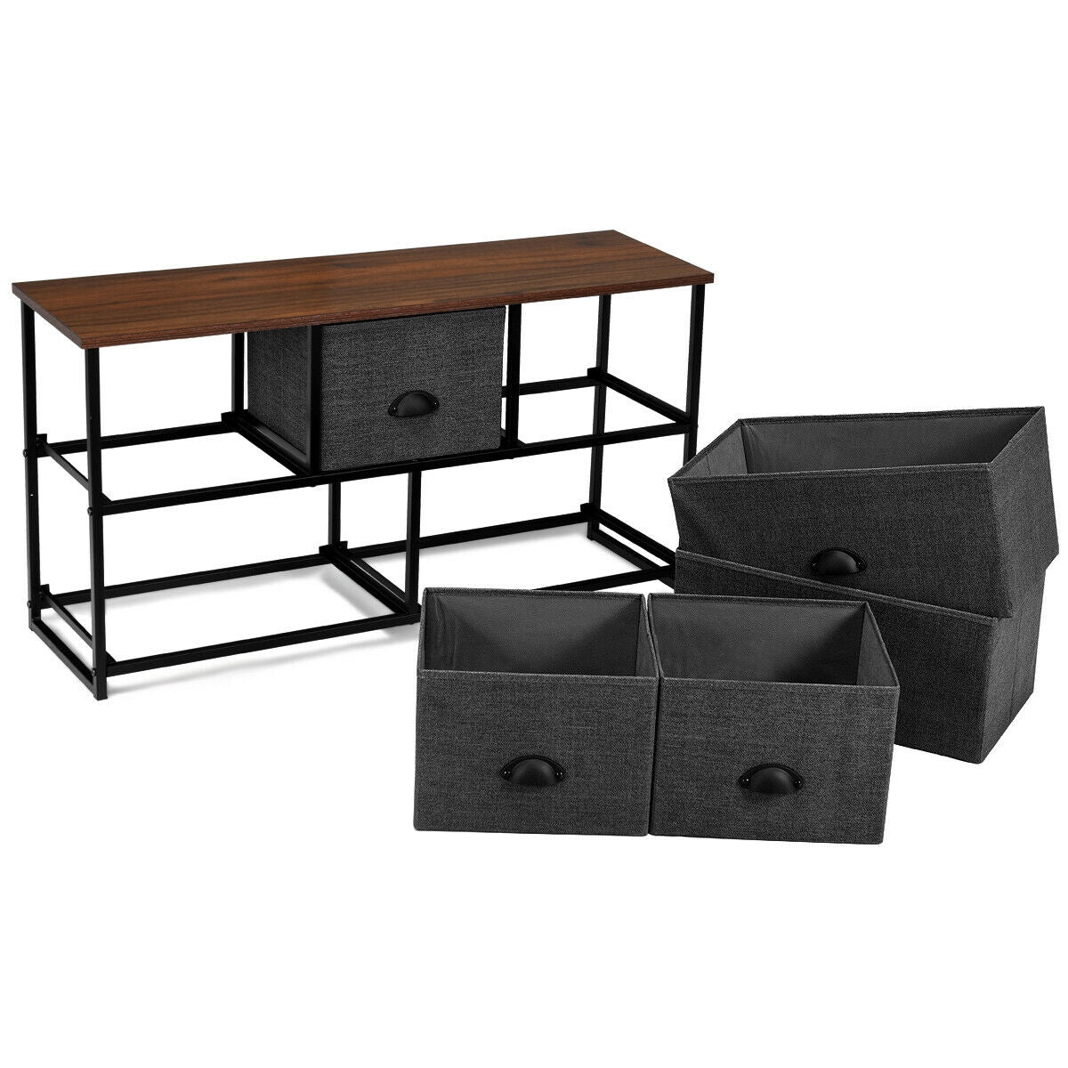 Wood Dresser Storage Unit Side Table Display Organizer