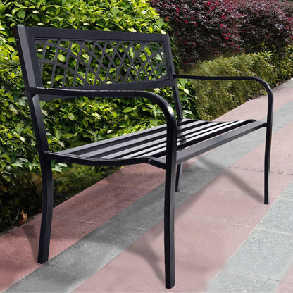 Outdoor Steel Frame Bench with PVC Mesh Backrest