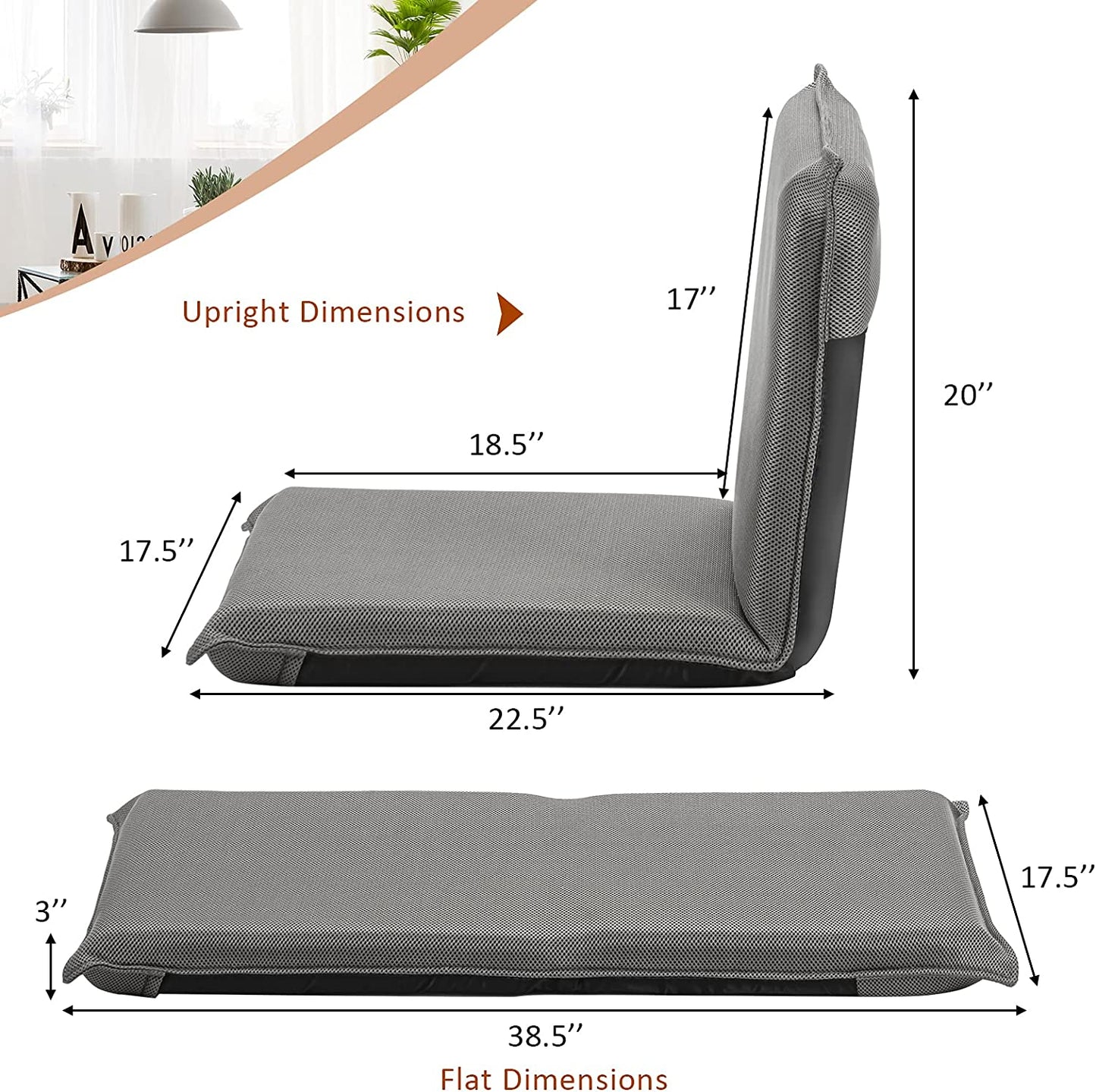 Adjustable Floor Chair with 6 Reclining Positions