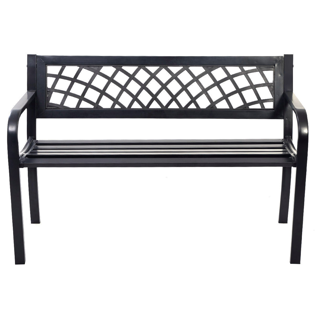 Outdoor Steel Frame Bench with PVC Mesh Backrest