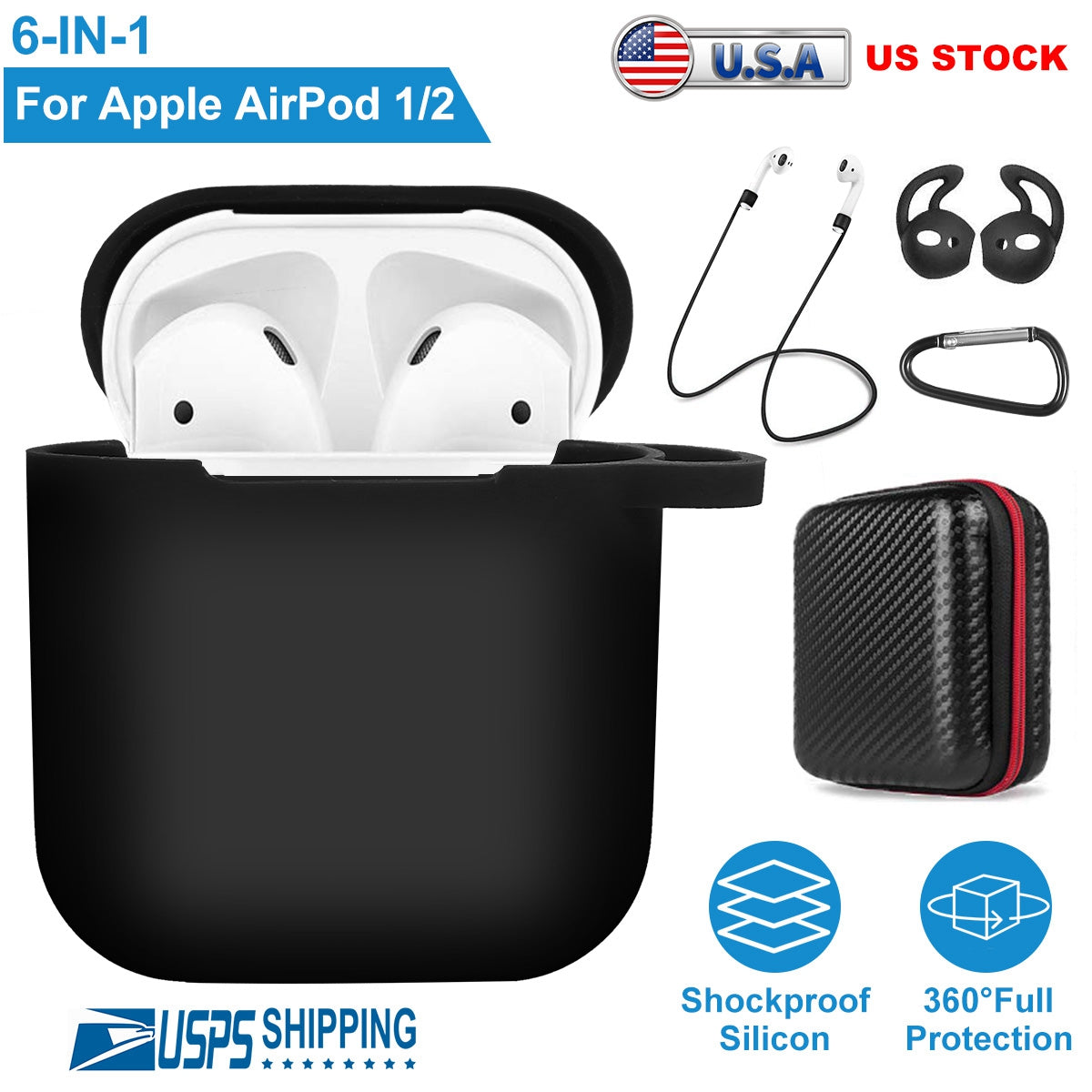 AirPods 1/2 Silicone Case with Accessories Kit