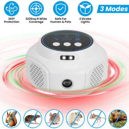 Ultrasonic Rodent Repeller with 3 Modes & Strobe Lights