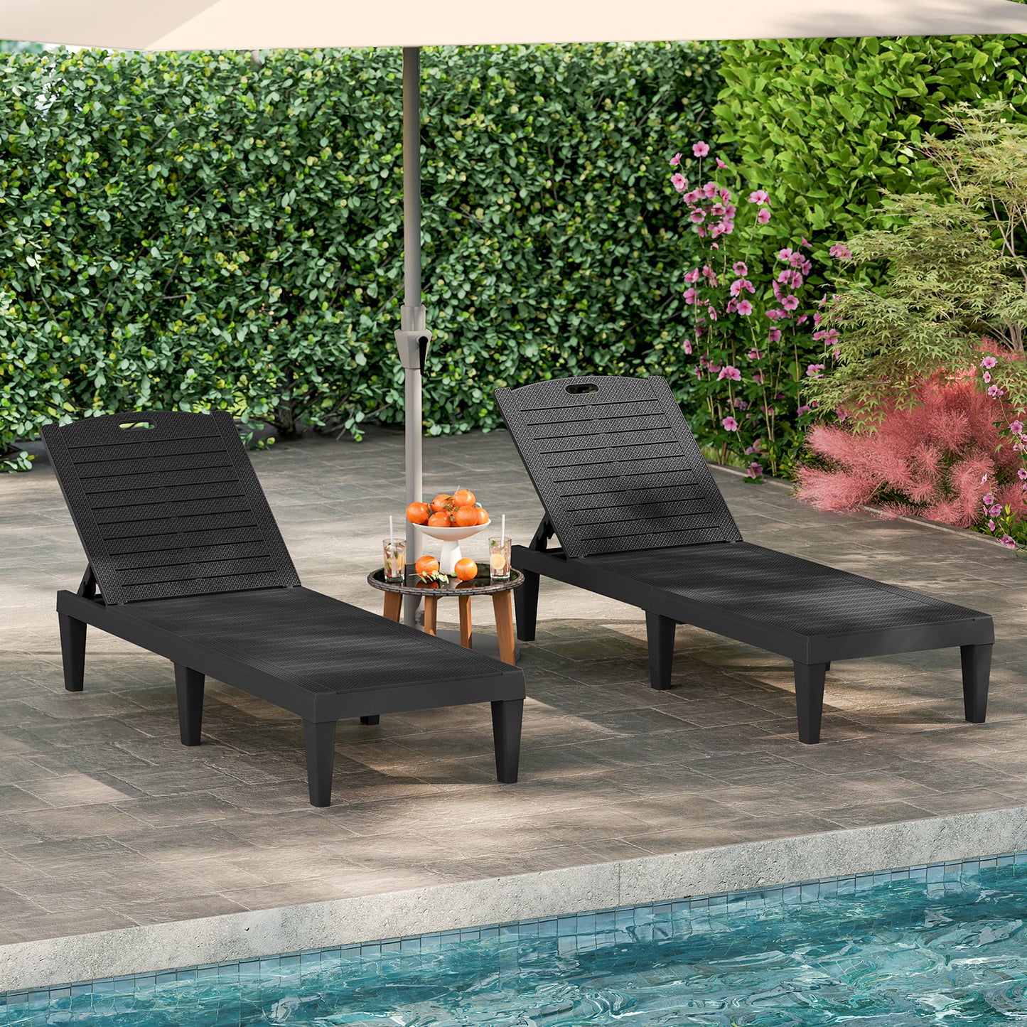 Adjustable Outdoor Chaise Lounge Chairs Set of 2 - 350 lbs