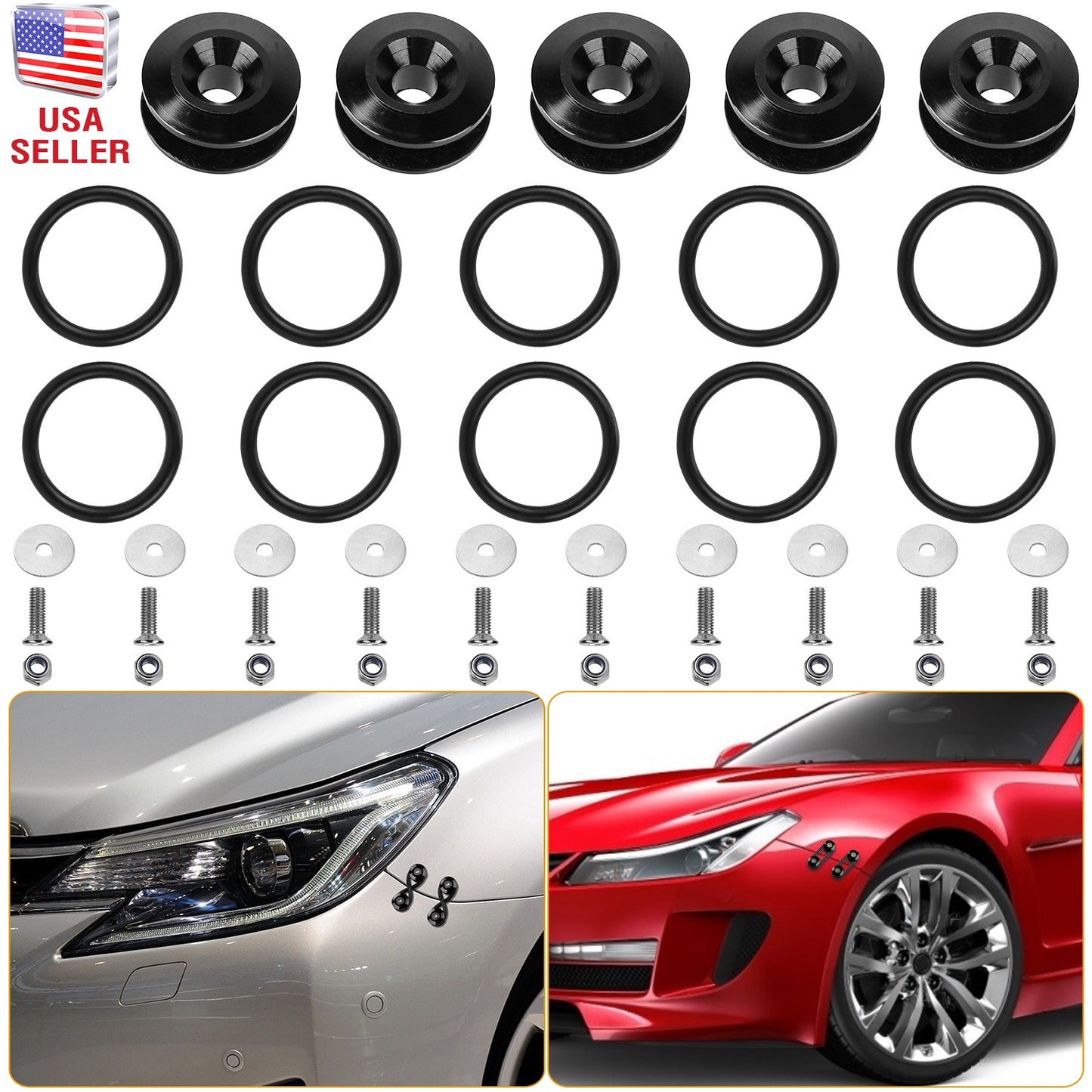 Quick Release Bumper Fasteners Kit - 5 Set Aluminum Alloy