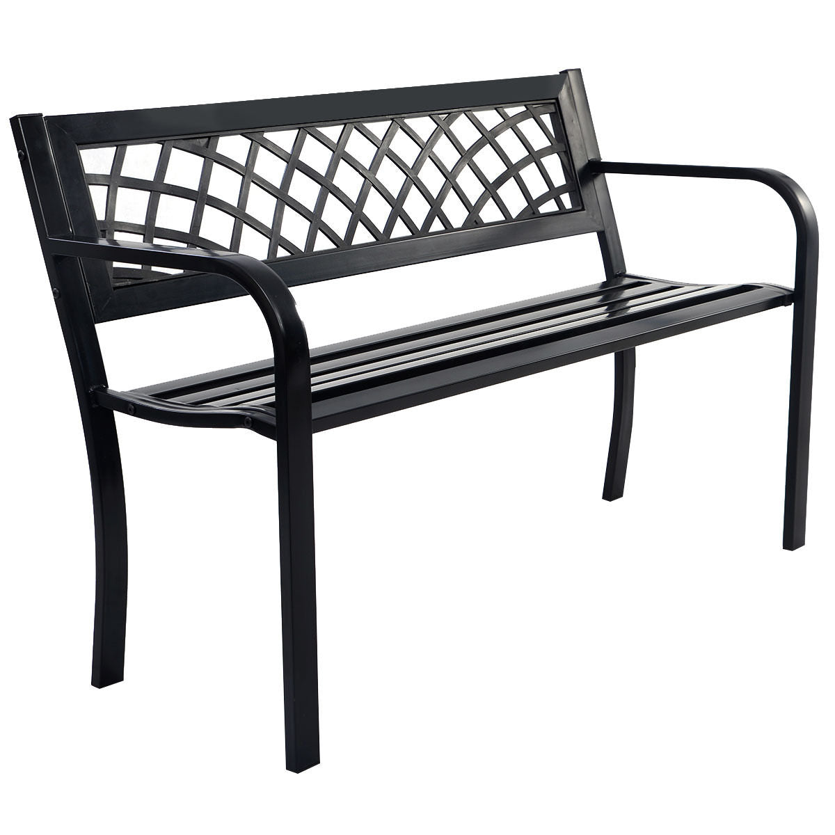 Outdoor Steel Frame Bench with PVC Mesh Backrest