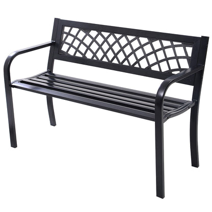 Outdoor Steel Frame Bench with PVC Mesh Backrest
