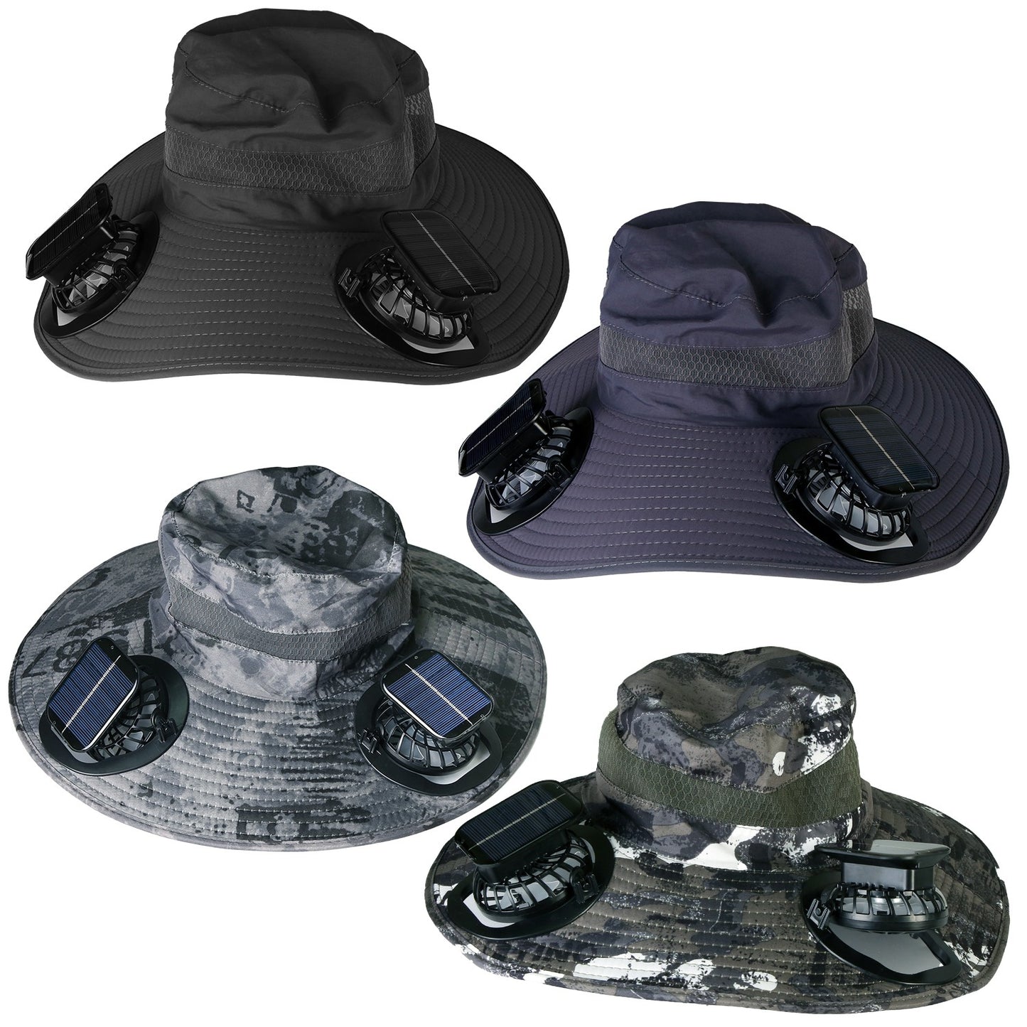 Wide Brim Sun Hat with Dual Rechargeable Fans & UPF50+