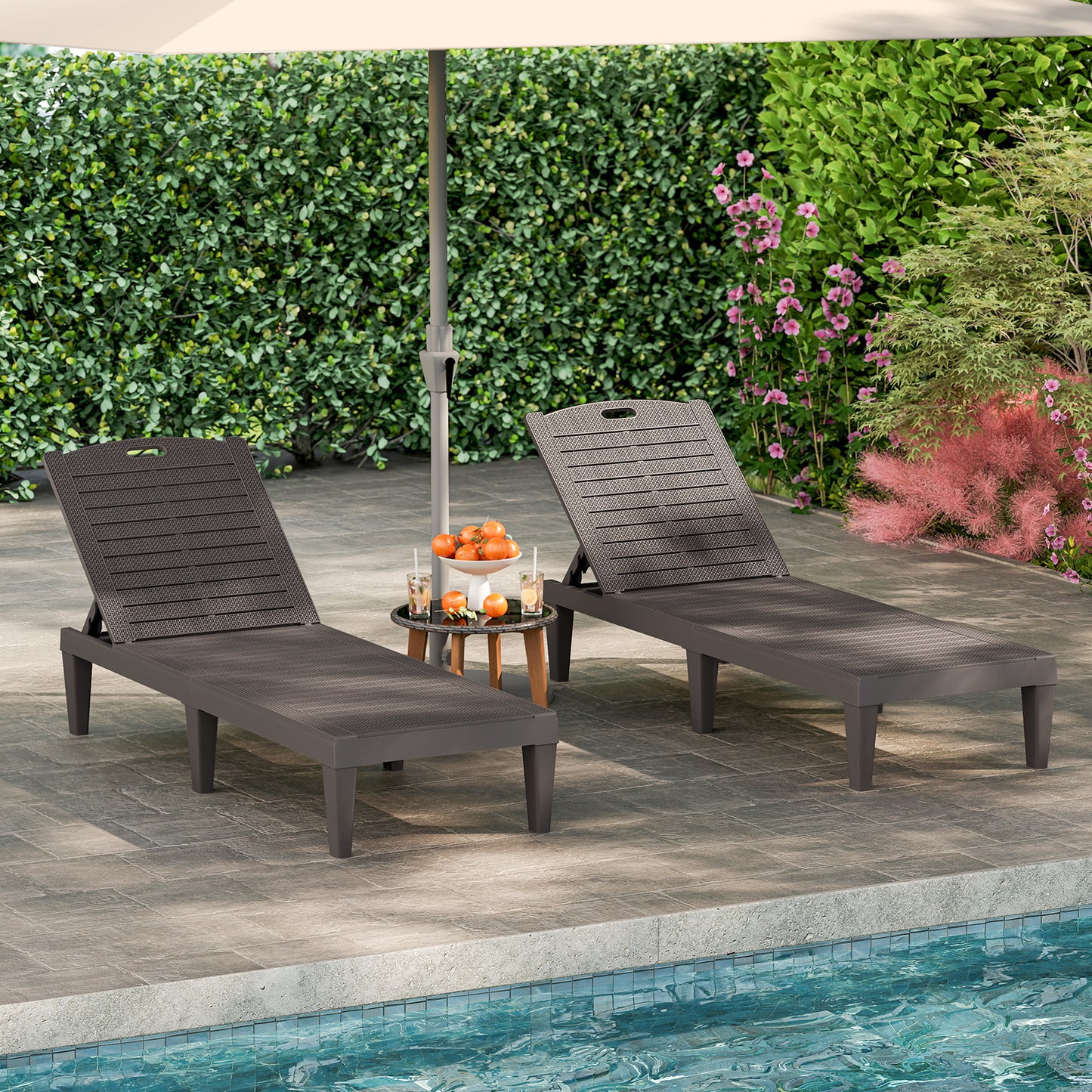 Adjustable Outdoor Chaise Lounge Chairs Set of 2 - 350 lbs