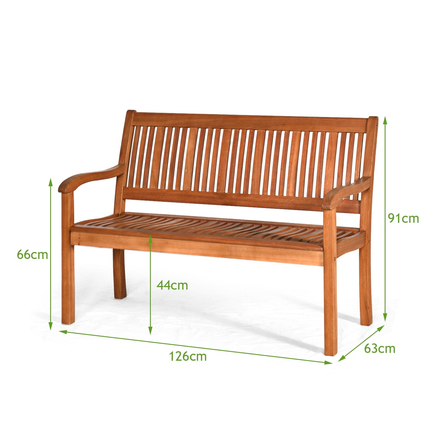 Eucalyptus Garden Bench for Two with Curved Backrest