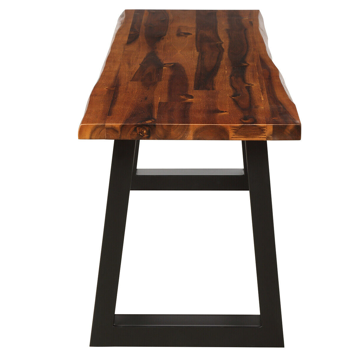 Acacia Wood Patio Bench with Metal Legs - 57.5 Inch