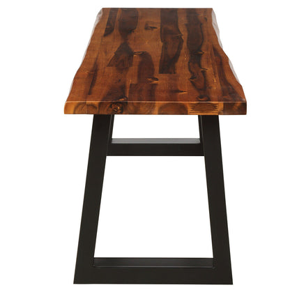 Acacia Wood Patio Bench with Metal Legs - 57.5 Inch