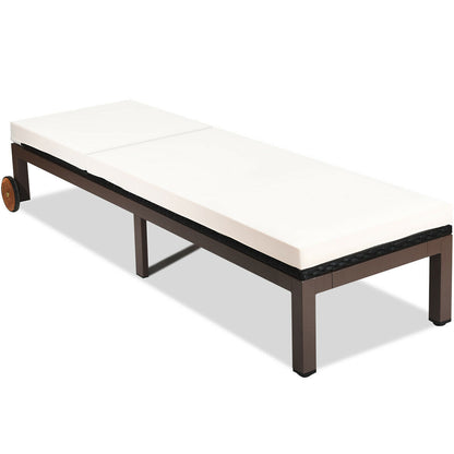 Adjustable Patio Chaise Lounge Chair with Cushion