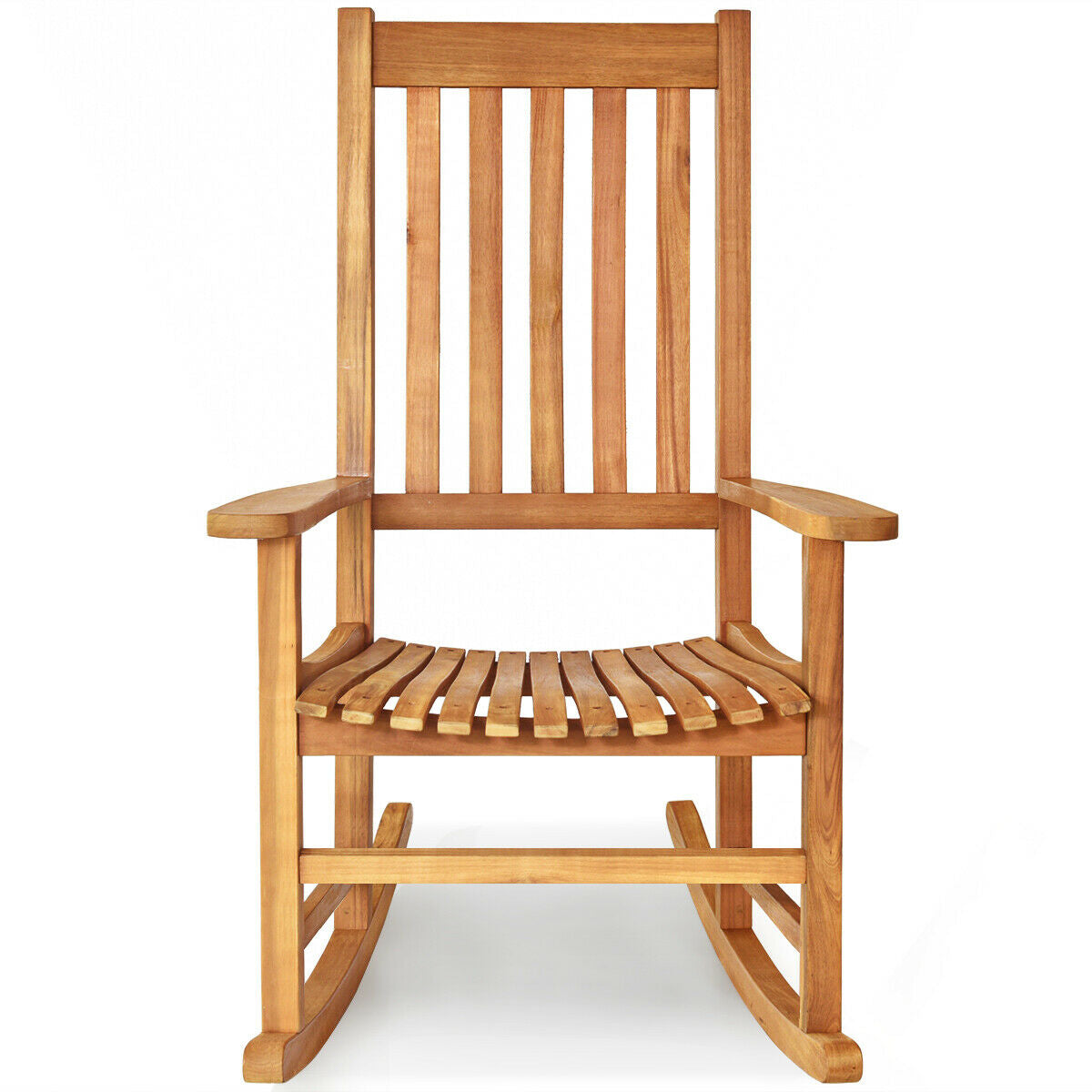Acacia Wood Rocking Chair with High Back for Patio