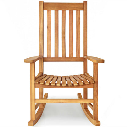 Acacia Wood Rocking Chair with High Back for Patio