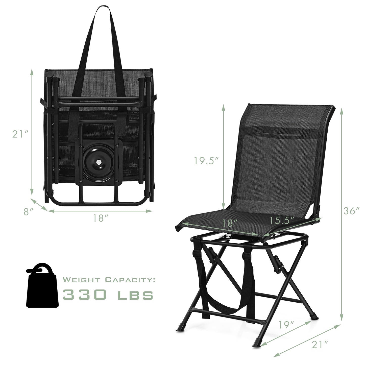 360° Swivel Folding Camping Chair with Iron Frame