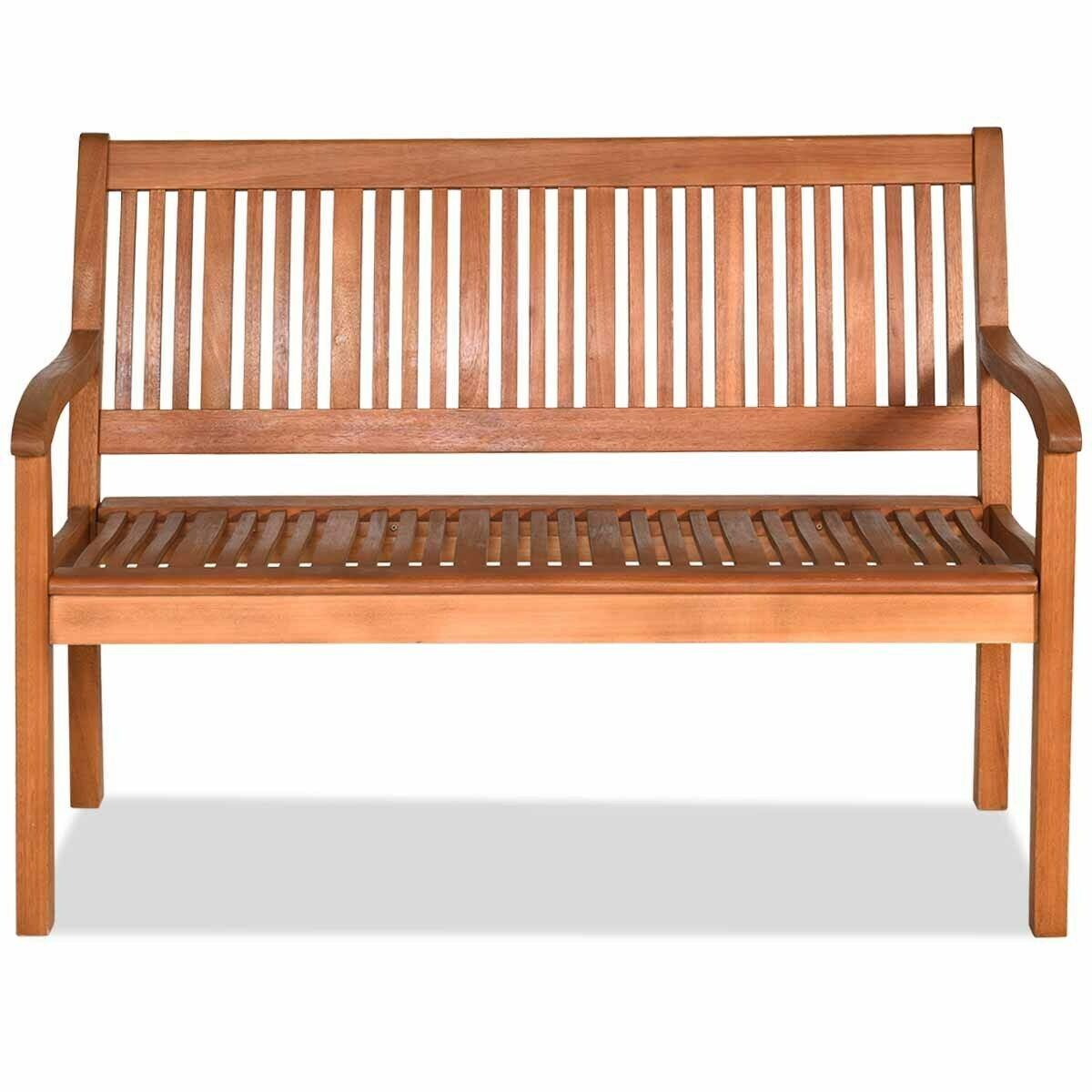 Eucalyptus Garden Bench for Two with Curved Backrest