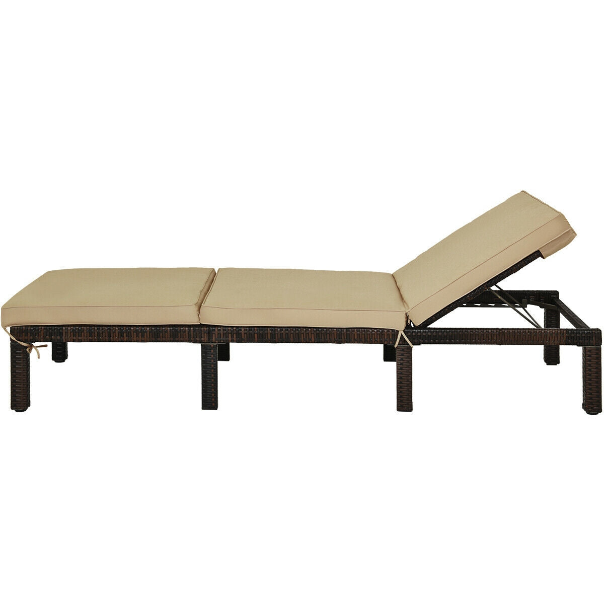 Adjustable Rattan Chaise Lounge with Cushion