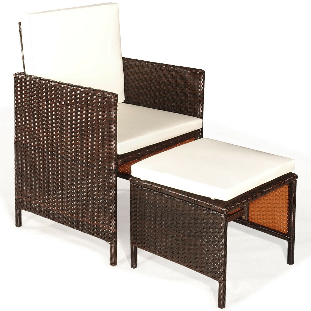 9-Piece Patio Rattan Dining Set with Cushioned Chairs
